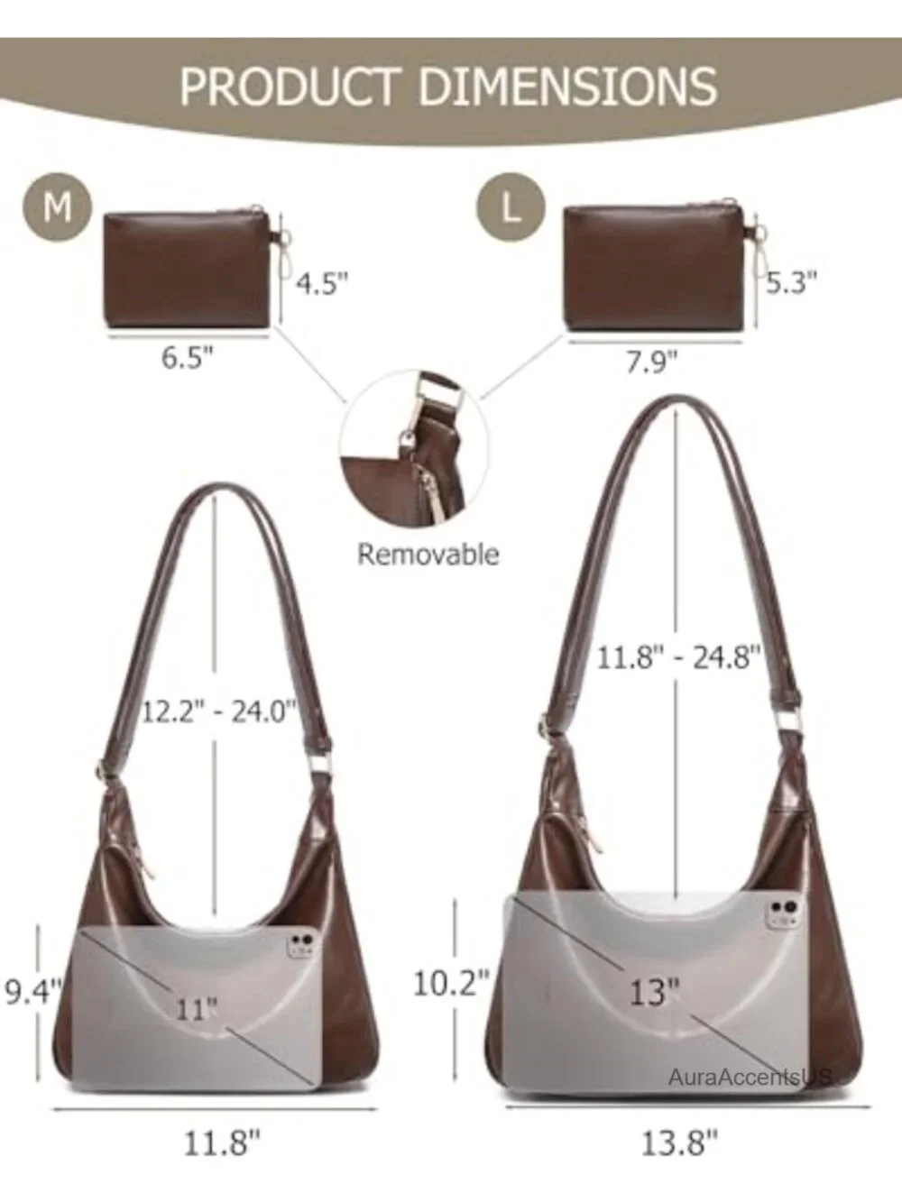 Hobo Bag for Women Vegan Leather Slouchy Shoulder Crossbody Tote with Mini Purse